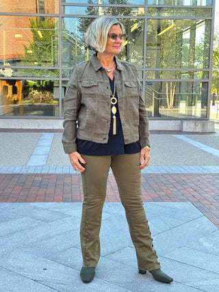 LULU-B NEW OLIVE LINEN JACKET LULU-B