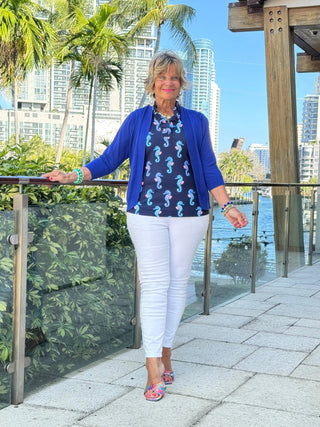 LULU B MIDNIGHT REEF SLEEVELESS RUFFLE TOP LULU-B