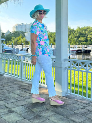 SEASHELL PINK AND BLUE SHORT SLEEVE - Cathys Place