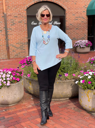 LULU-B SOFT BLUE ASYMMETRIC TOP LULU-B