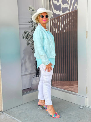 KEY WEST SEA FOAM LINEN JACKET LULU-B