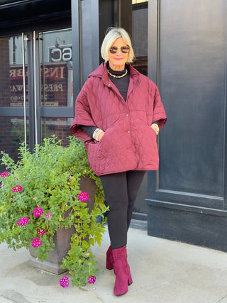 BURGUNDY QUILTED SNAP JACKET CALIFORNIA DREAMING