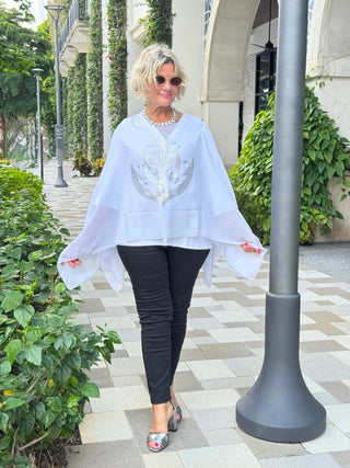 SWAROVSKI CRYSTAL WHITE ANCHOR STATEMENT TOP KOKOMO