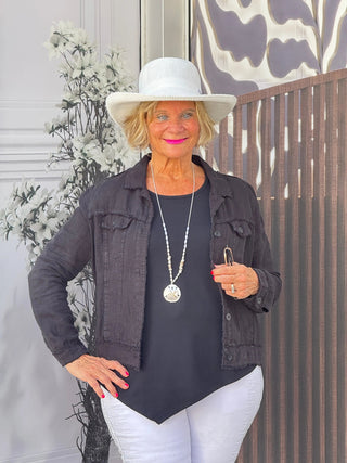 KEY WEST BLACK LINEN JACKET LULU-B