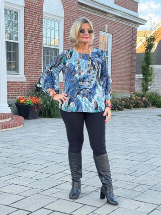 LEOPARD BLUE FASHION TOP Cathys Place