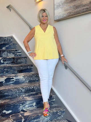 TAILORED YELLOW V SLEEVELESS V NECK - Cathys Place