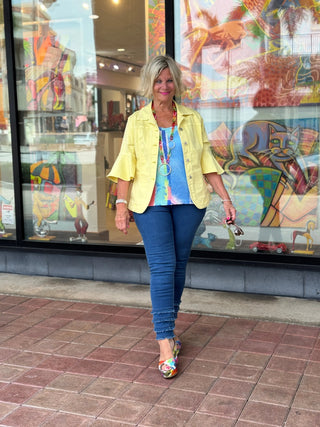 LULU-B SOUTH BEACH NAVY DENIM ANKLE PANT LULU-B