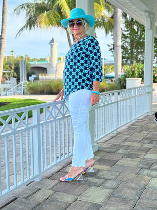 BLUE MEDALLION ASYMMETRICAL TOP LULU-B