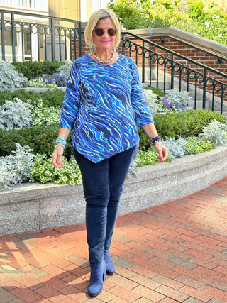 LULU-B SIZZLE BLUE ASYMMETRIC TOP LULU-B