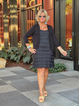 MIAMI NIGHTS  BLACK CHA CHA DRESS SHORT LULU-B