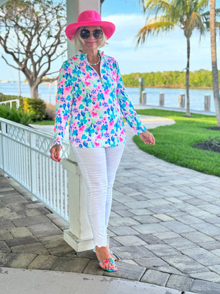 PINK PETALS HALF ZIPPER LULU-B