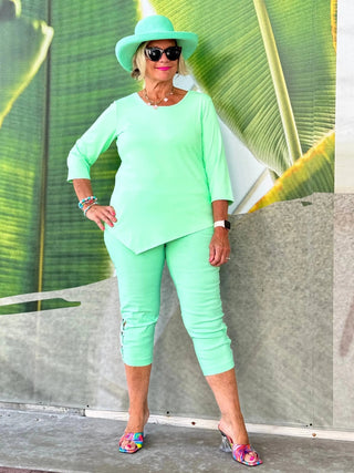 CLEAR LIME ASYMMETRIC TOP LULU-B