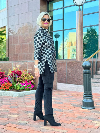 LULU-B BLACK & SILVER METALIC TUNIC LULU-B