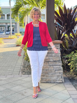 LULU-B CRIMSON RED PEYTON SHRUG LULU-B