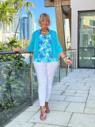 LULU B STARFISH SPLASH SLEEVELESS RUFFLE TOP LULU-B