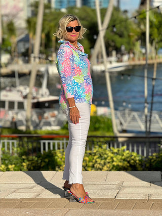 SALINA REEF RUFFLE SLEEVE TOP LULU-B