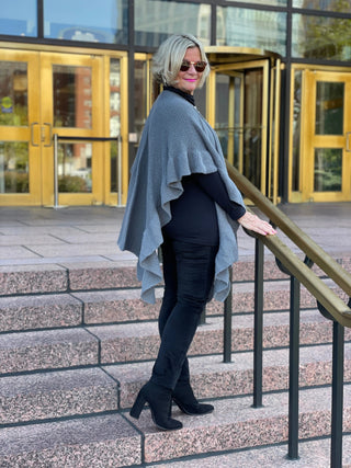 HOLIDAY GRAY RUFFLE WRAP Accent fashions
