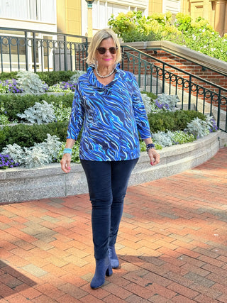 LULU-B SIZZLE BLUE RUFFLE TOP LULU-B