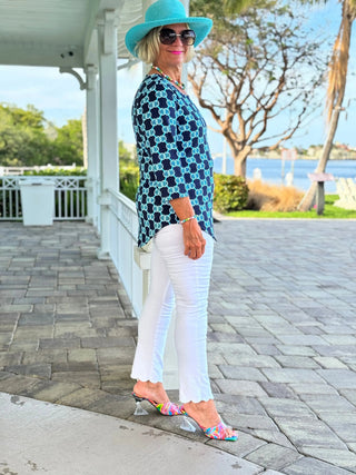 BLUE MEDALLION ASYMMETRICAL TOP LULU-B