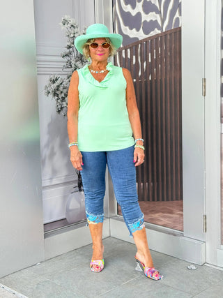 CLEAR LIME SLEEVELESS RUFFLE LULU-B