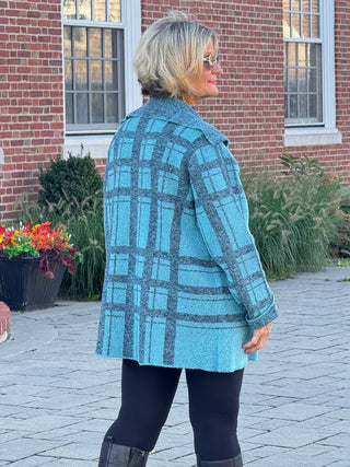 SOUTHERN NIGHTS BLUE PLAID POCKET SWEATER Cathys Place