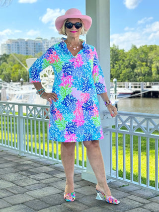 SALINA REEF RUFFLE NECK DRESS LULU-B