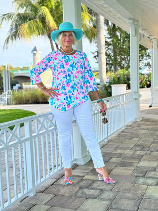 PINK PETALS ASYMMETRICAL TOP LULU-B