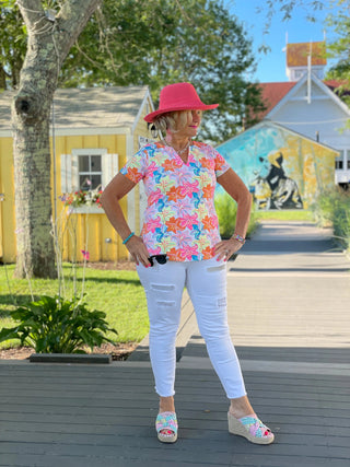 PALM BEACH GARDEN SHORT SLEEVE TOP LULU-B