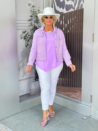 KEY WEST LINEN LILAC JACKET LULU-B