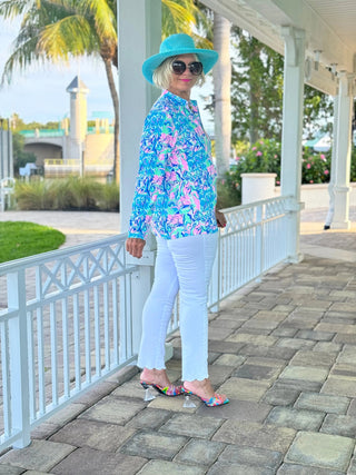 SPLASH OF PINK  HALF ZIPPER LULU-B