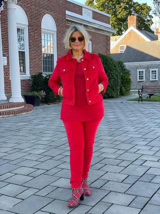 HOLIDAY RED VELOUR JACKET LULU-B