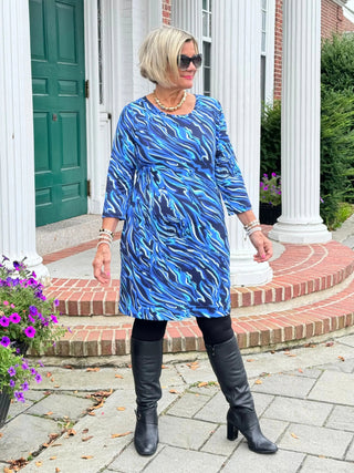 LULU-B SIZZLE BLUE SLEEVE DRESS LULU-B