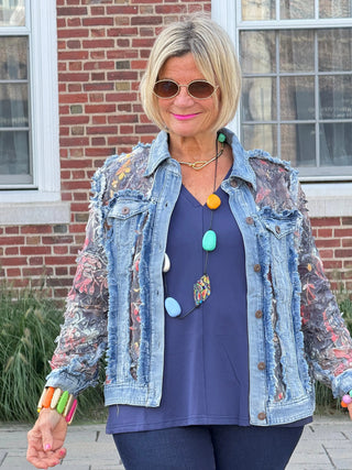 Ethyl Denim & Floral Insert Coat - Virtue ETHYL JEANS