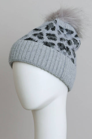 🐆 Leopard Knit Beanie with Pom Pom - 5 Colors Leto Accessories