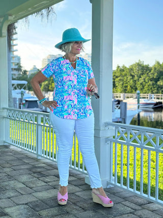 SPLASH OF PINK  SHORT SLEEVE LULU-B