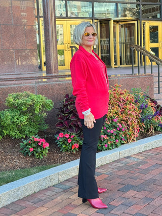 Crystal Zipper Cardigan with Collar Red Cathys Place