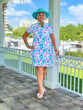 PINK PETALS SHORT SLEEVE DRESS LULU-B