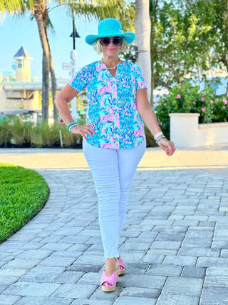 SPLASH OF PINK  SHORT SLEEVE LULU-B