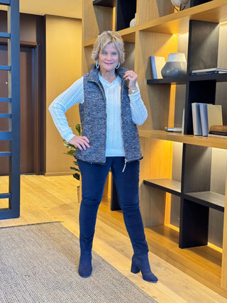 DARK BLUE LINED TWEED VEST/ NOT REVERSIBLE LULU-B