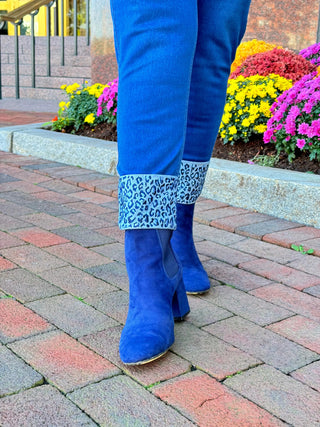 LULU-B NAVY LEOPARD CUFF JEANS LULU-B
