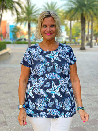 NAVY STARFISH SHORT SLEEVE - Cathys Place