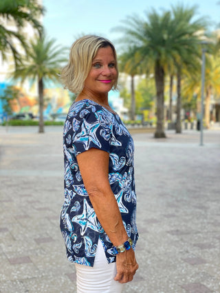 NAVY STARFISH SHORT SLEEVE - Cathys Place
