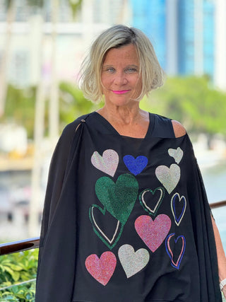 SWAROVSKI CRYSTAL BLACK HEART TOP KOKOMO
