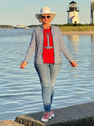 NAUTICAL NAVY STRIPE JACKET LULU-B