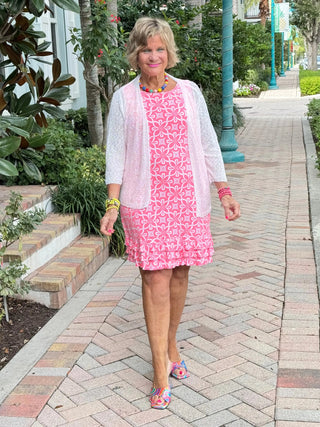 LULU-B CORAL ISLAND SHIFT RUFFLE DRESS LULU-B