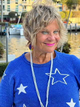 LULU-B CHENILLE BLU STAR SWEATER LULU-B