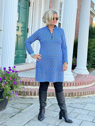 LULU-B SHADES OF BLUE ZIPPER DRESS LULU-B