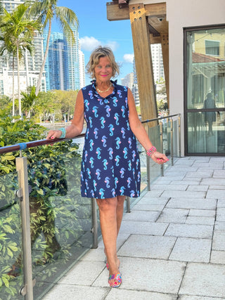 LULU B MIDNIGHT REEF RUFFLE DRESS LULU-B