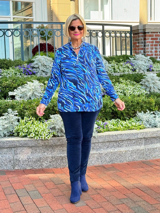 LULU-B SIZZLE BLUE HALF ZIPPER TOP LULU-B