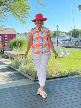 PALM BEACH GARDEN SHORT SLEEVE TOP LULU-B